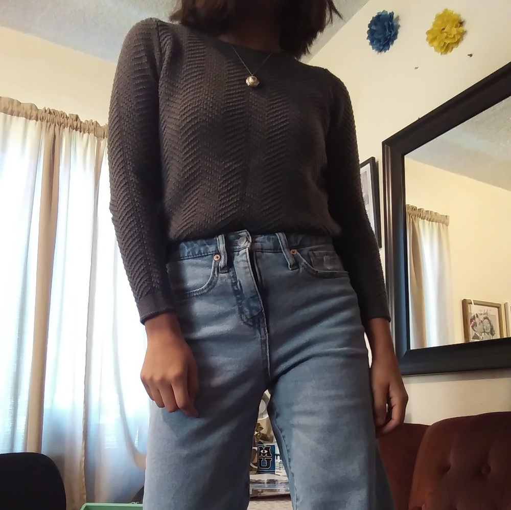 Gray knit sweater